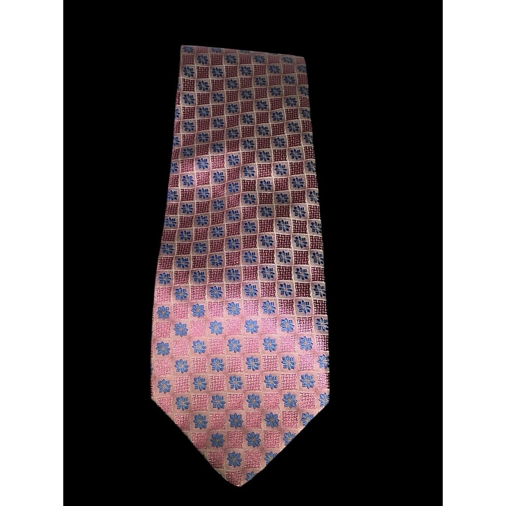 Vtg XMI Men's 100% Italian Silk Handmade Necktie USA Designer Pink Geometric